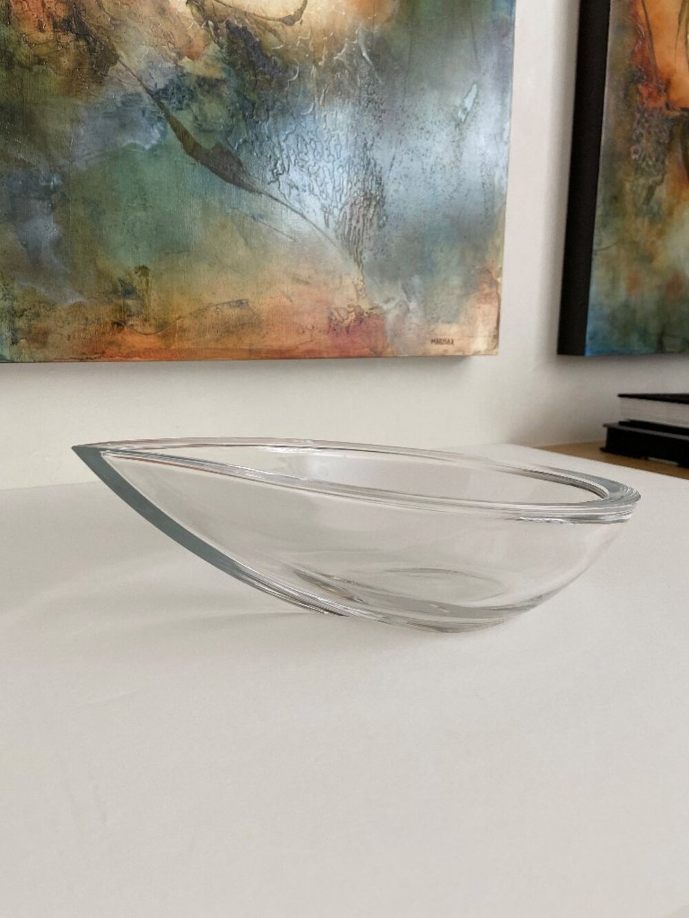 Orrefors Sweden Large "Drop" Sculptural Bowl by Martti Rythonen - Signed